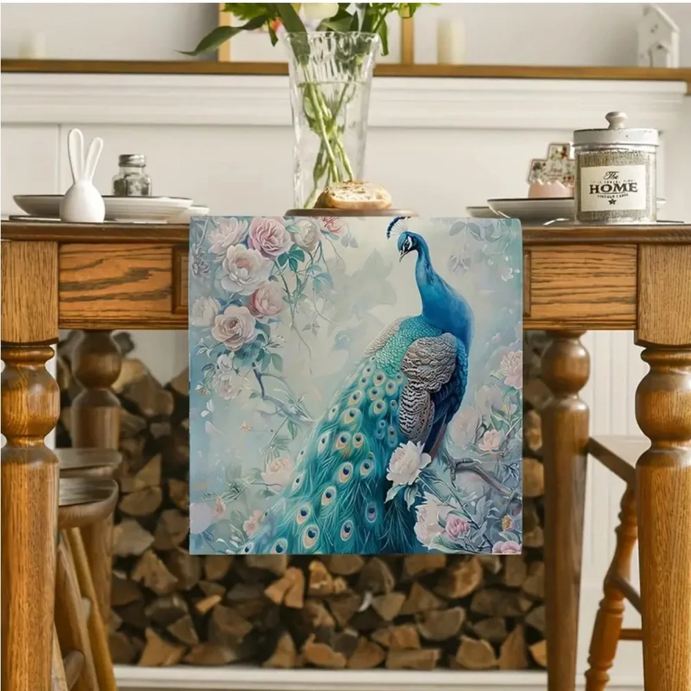Vibrant Botanical Peacock #3 Table Runner (71” x 13”)